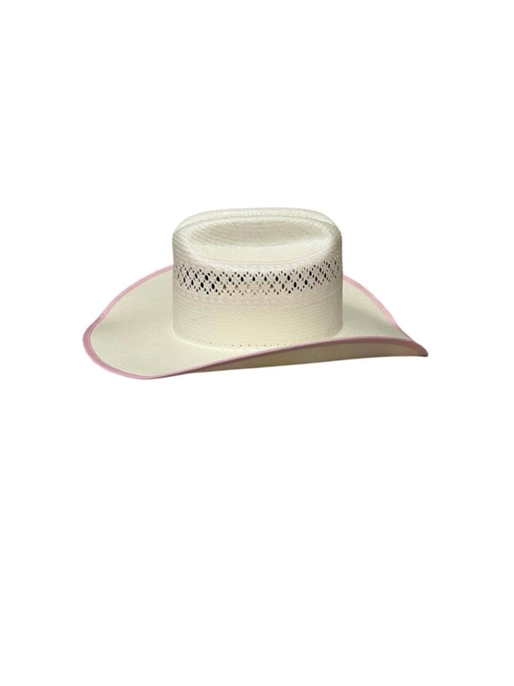 Tony Lama Straw Cowboy Hat with Pink Trim - Picture 5 of 10